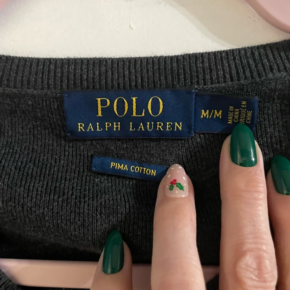 Men’s Polo Ralph Lauren Dark Gray V-Neck Sweater size medium - Picture 5 of 5